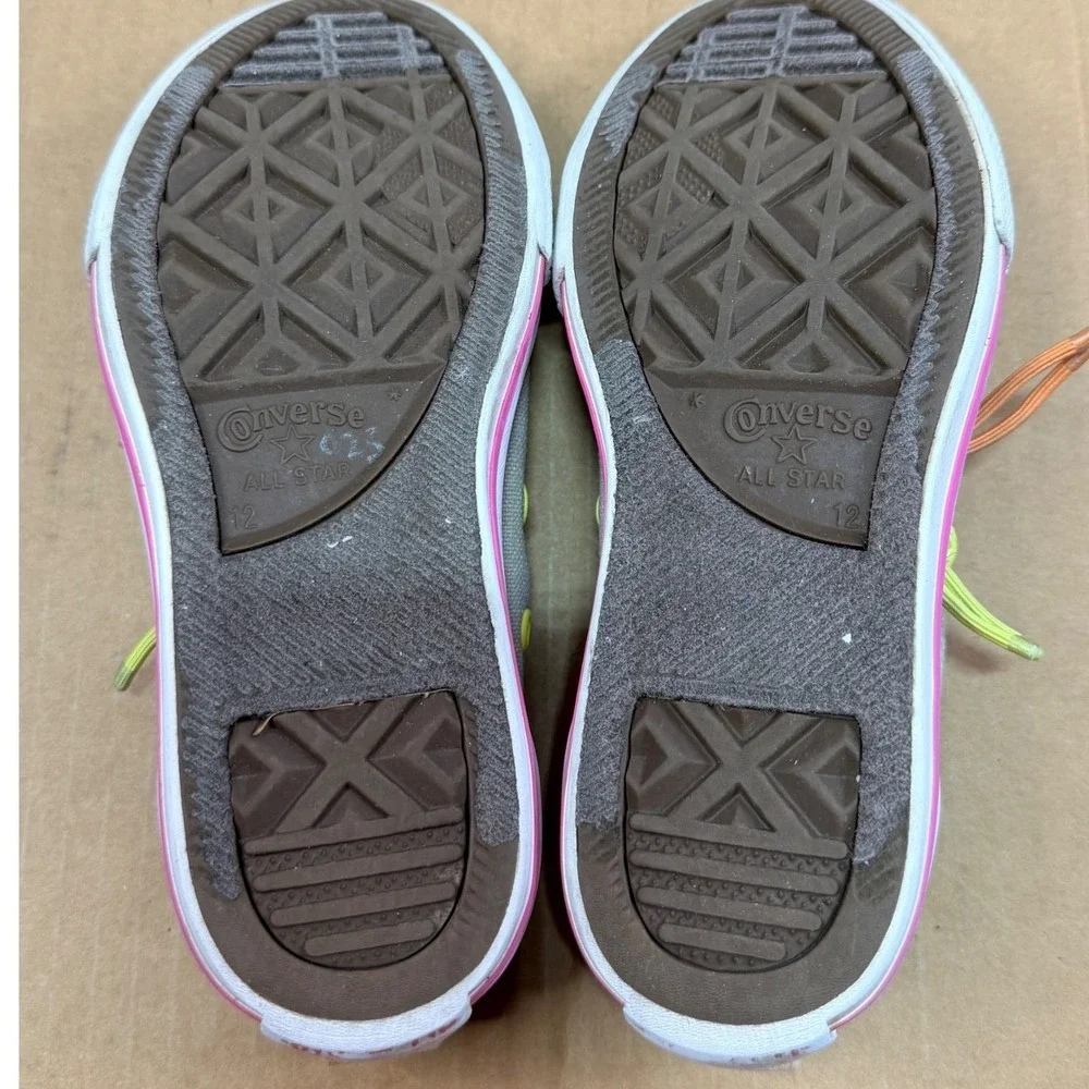 Converse Chuck Taylor Slip On Sneakers Juniors 12 Neon Knot Laces Low Top Shoes